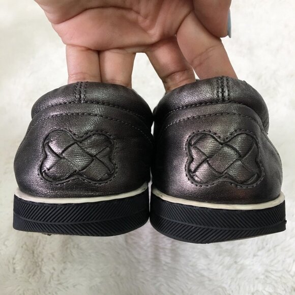 Bottega Veneta Women's Silver Pewter Intrecciato Slip On Sneakers Size 38 1/2 - Picture 8 of 14